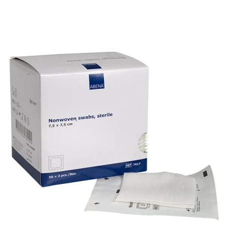 ABENA Αποστειρωμένα Επιθέματα Γάζας Non woven 4ply, 7,5 x 7,5cm (2τεμ/συσκ), 50συσκ.